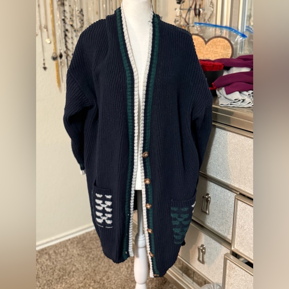 Bloomchic Blue Button Down Cardigan - image 1